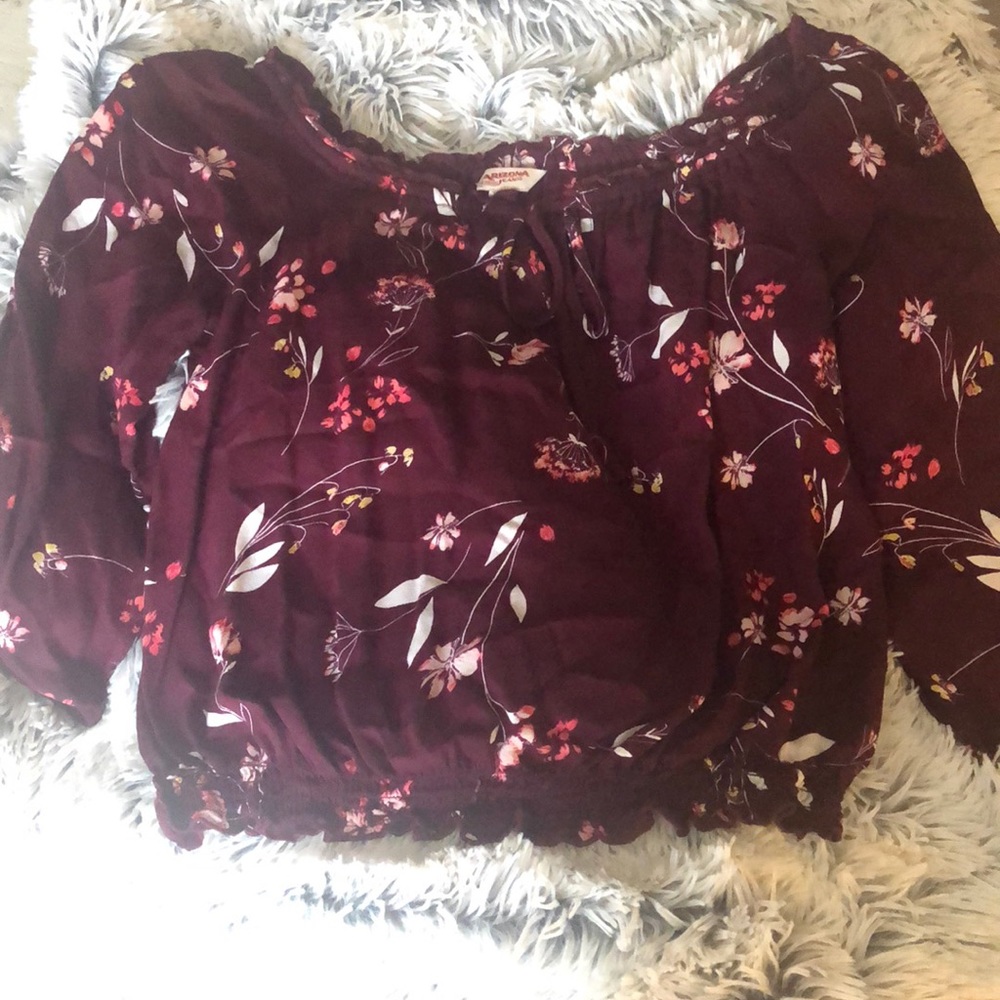 Maroon cropped floral top